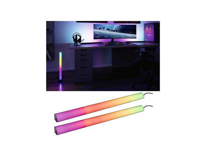 Paulmann EntertainLED Lightbar, RGB, 60cm, 2er-Set EntertainLED, dimmbar, schwarz, für Wohn- / Esszimmer, Aluminium, Modern