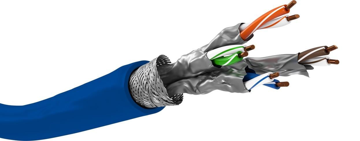 Goobay Patchkabel CAT 7A+ S/FTP PiMF, blauw, 500 meter