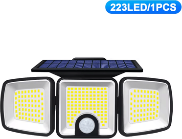 Inspire Curations 3 Head Solar Motion Sensor Flood Light 236 LED Waterproof Outdoor Security Lamp 223led 1pc