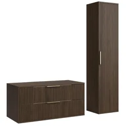 BADMÖBEL-SET Rimini 2 Teile Walnuss Braun - 100 x 46 x 46 cm