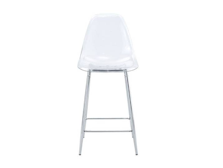 Tabouret de bar transparent – Lot de 4 – Structure métallique gris argenté – Design moderne