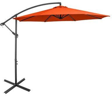 Costway 10 Feet Offset Umbrella with 8 Ribs Cantilever and Cross Base-Orange
