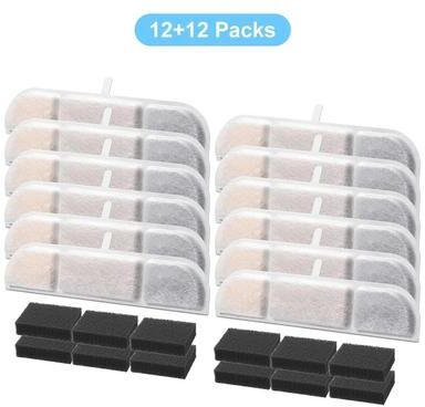 Inspired Finds DownyPaws Activated Carbon Fountain Filter Replacement Pack For WFP6 Cat Water Fountain 12packs