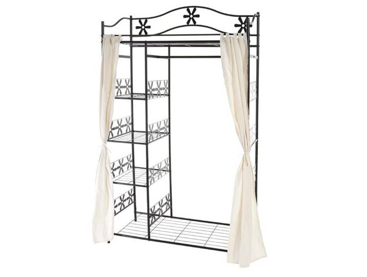Portemanteau Genf garde-robe portant portemanteau armoire étagère métallique 172x100x43cm ~ avec rideau