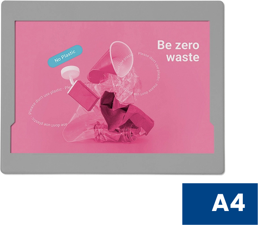 B2B Partner Metall Einschubrahmen – Insert frame DIN A4, silberfarben, Querformat