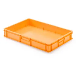 BRB Transportbehälter für Backbleche, PE-HD, LxBxH 650 x 450 x 100 mm, Wände und Boden geschlossen, orange