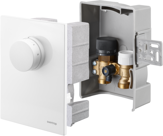 Oventrop Unibox Rücklauftemperaturregelung 1022733 weiß, mit Ventil, Thermostat und Rücklauftemperaturbegrenzer
