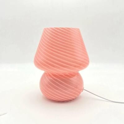 Uplifted Finds Murano Glass Gourd Shaped Table Lamp Korean Cream Wood 3 Tone Dimmable Light For Bedroom Coffee Shop pink Stripes