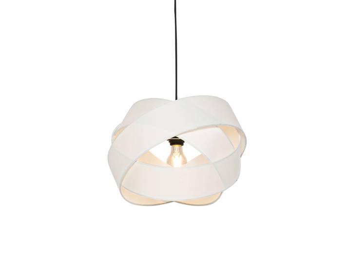 Moderne hanglamp wit met zwart - Cloth
