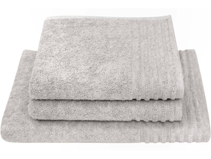 Handtuch Set DYCKHOFF Deep Harmony Energy , silber, 3 Stk., Frottier, Frottier, Obermaterial: 85% Baumwolle, 15% Hanf, Handtuch-Sets, Handtuch Set, 15% Hanf; 2 Handtücher (50x100cm), 1 Duschtuch (70x140cm)