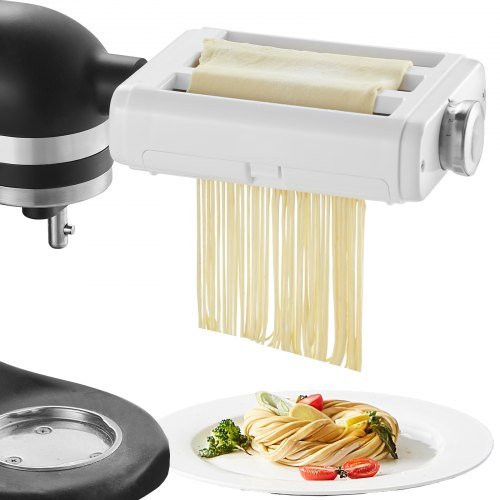 Vevor 3-in-1 handmatige pastamachine van roestvrij staal, wit, voor spaghetti, tagliatelle en lasagne