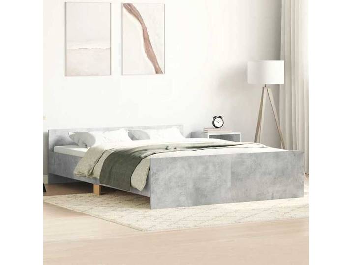 Grand lit adulte - Cadre de lit - KONG - sans matelas - 2 personnes - gris béton 140x190 cm@46088@