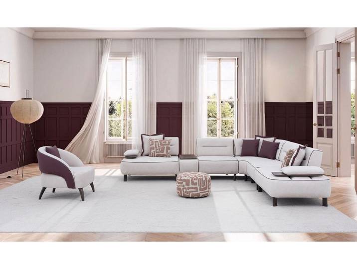 JVmoebel Polstergarnitur Wohnzimmer Set Ecksofa Sessel Modern Modulär Zweifarbig Einzigartig, (2-tlg), Made in Europa