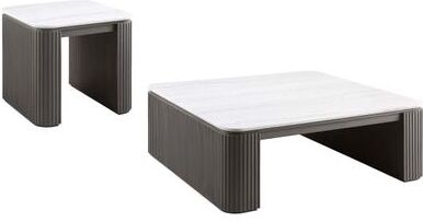 Coaster Lior Square Marble Top Coffee and End Table Set Charcoal