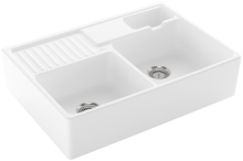Villeroy & Boch 632391RW Spülstein Doppelbecken Stone White Keramikspüle Handbetätigung Spülstein 90 cm Unterschrank