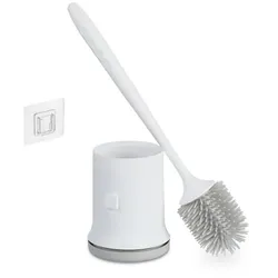 Relaxdays Toilettenbürste mit Wandhalterung Weiß,Grau