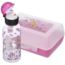emsa Kinder Trinkflasche & Lunchbox Flasche: 0,4 l, Brotdose: 7,0 x 18,0 cm transparent, rosa