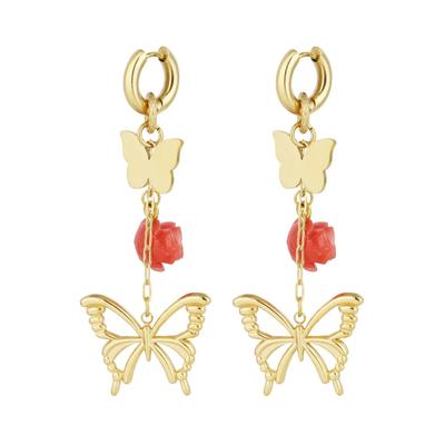 Paar Ohrhänger ADELIA´S "LIVAYA", Damen, Gr. Damen, Edelstahl, goldfarben, Ohrringe, Stylisch: Modeschmuck-Ohrhänger mit Schmetterlingsanhänger