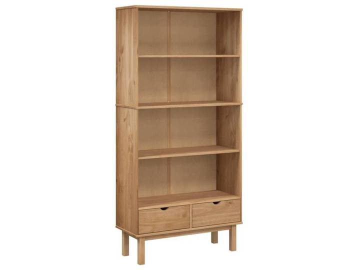 SALE 2026 Bibliothèque - Colonne/Meuble Étagère de rangement pour livres - OTTA avec 2 tiroirs Marron Bois massif pin 33.4 Kg 84352