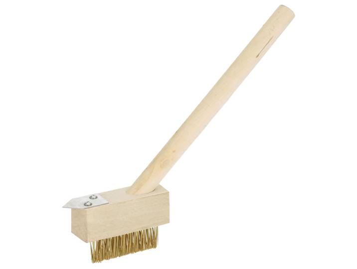 Fugenbürste mit Stahlborsten und Holzstiel, Unkrautbürste, 36 cm