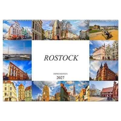 Rostock Impressionen (Wandkalender 2027 DIN A2 quer), CALVENDO Monatskalender