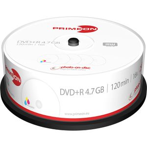 PRIMEON DVD-Rohlinge 2761225, bedruckbar, DVD+R, 4,7 GB, 120 Minuten, bis zu 16-fach, Spindel, 25 Stück