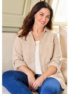 Plus Size Women's Brushed Rib Cozy Buttonfront Tunic by Catherines in Chai Latte (Size 2X)