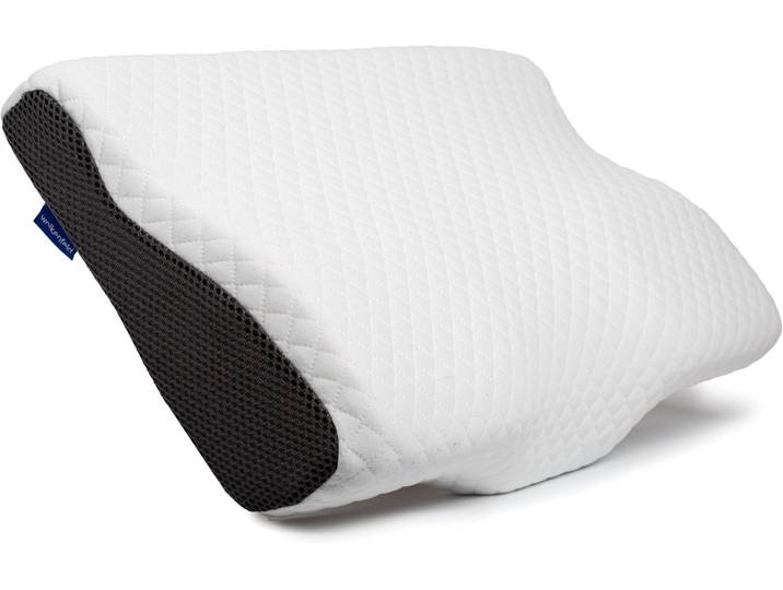 Nackenrolle WOLKENFELD Arnold-Nackenkissen , weiss (weiß), B:30cm H:6cm L:50cm, Viskoschaum, Funktionskissen, Nackenrolle, Memory Foam Nackenkopfkissen – für Seiten-, Rücken- & Bauchschläfer