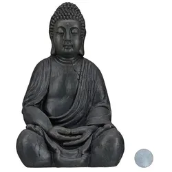 relaxdays Gartenfigur Buddha 50 cm anthrazit grau