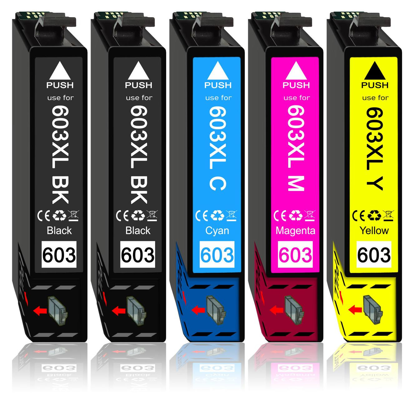 5-delige voordeelverpakking printerpatronen vervangt Epson 603XL (603) van Druckerparadies