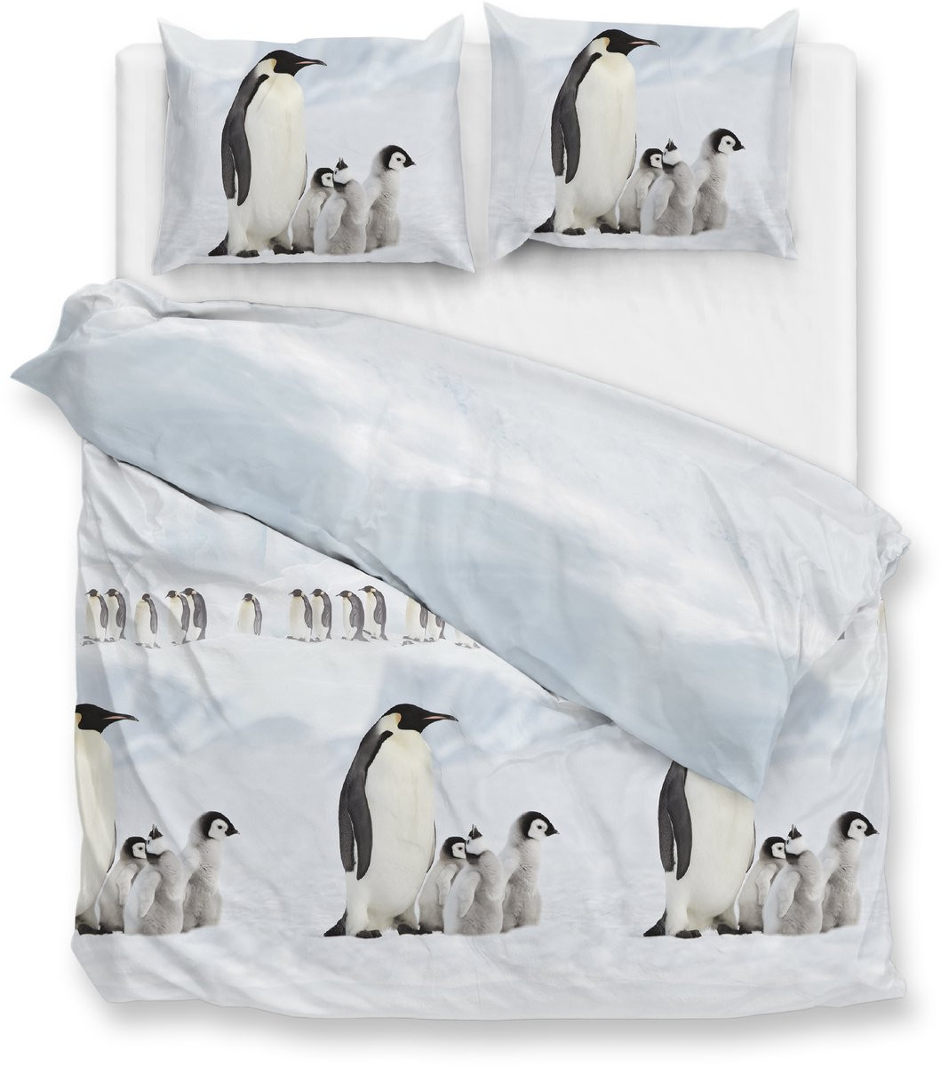 Zohome Pingu Dekbedovertrek Flanel Lits-jumeaux Wit 240 x 220 cm