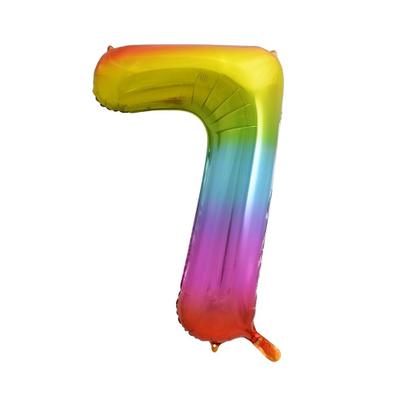XL Folienballon Zahl 7 bunt regenbogen 85 cm