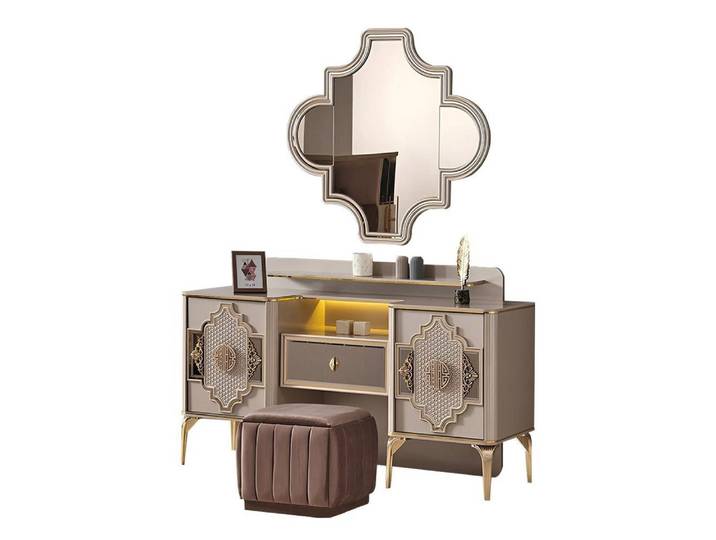 JVmoebel Schminktisch Beiger Schminktisch mit Spiegel und elegantem Design (1-St., Schminktisch), Made in Europa