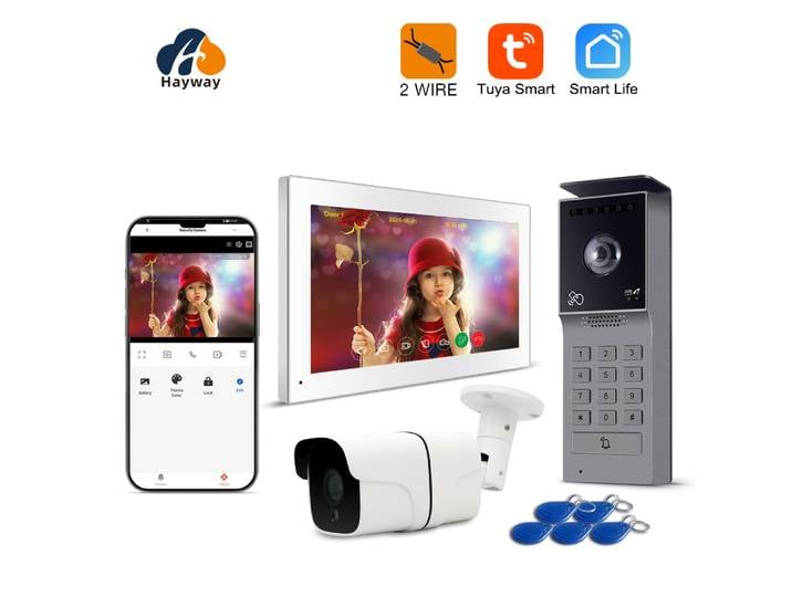 Hayway – interphone vidéo intelligent sans fil WIFI Tuya 1080P, pour la maison, moniteur 7 pouces, sonnette vidéo, téléphone de porte avec caméra, système extérieur