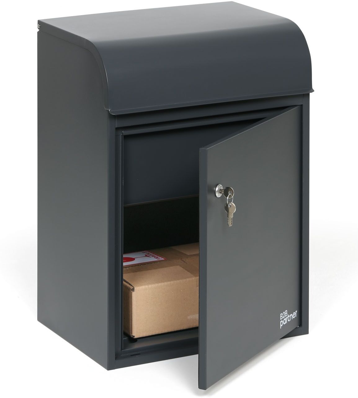 B2B Partner Briefkasten für Pakete und Briefe, grau, 600 x 425 x 330 mm