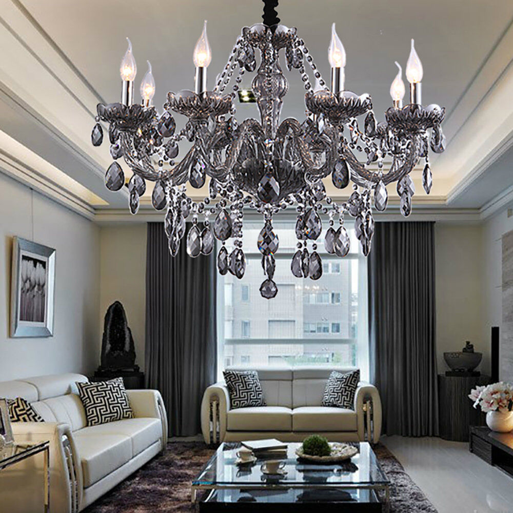 Mercer41 Ames Genuine Grey Crystal Chandelier Chrome 60cm H x 76cm W x 60cm D