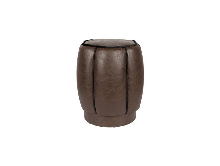 Pouf en cuir marron foncé Donna