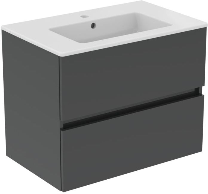 Ideal Standard Plus Möbelwaschtisch-Paket R0573TI Grau glänzend lackiert, 71x45x56,5cm, 1 Hahnloch