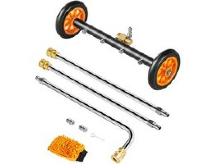VEVOR 415 mm Hochdruckreiniger-Unterbodenreiniger, Edelstahl-Oberflächenreiniger, 4000 Max PSI, Winkeleinstellungsgetriebe, 4 Sprühdüsen, 2 verlängerte Stäbe für Auffahrt, Terrasse, Deck