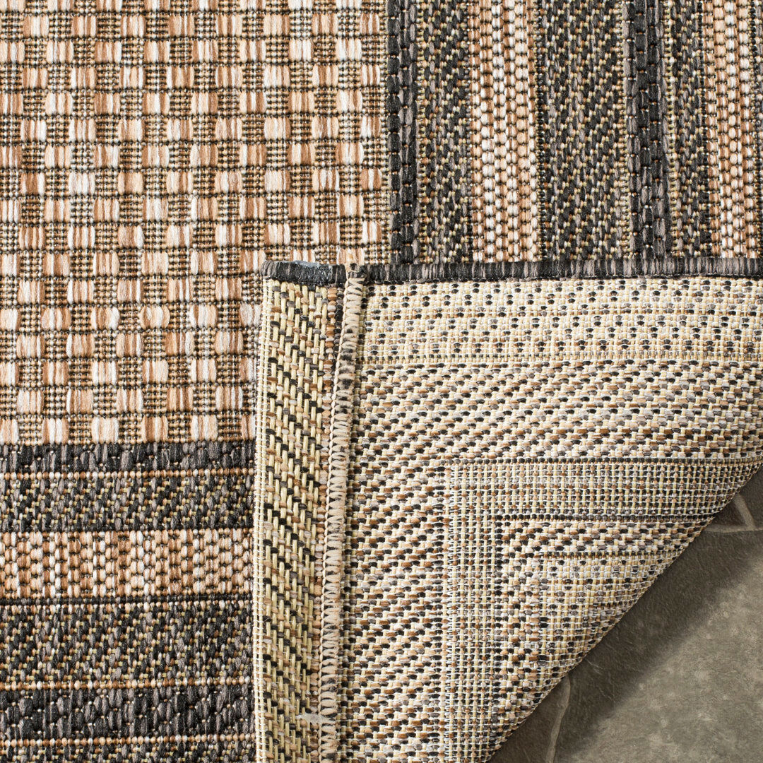 Latitude Run Augustinus Striped Indoor/ Outdoor Area Rug Ivory Square 160 cm