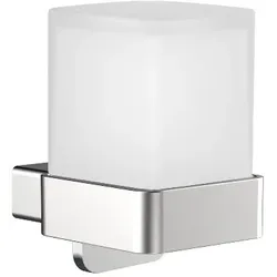 emco loft Flüssigseifenspender, Wandmodell, mit Stulpbecher, satiniertes Kristallglas, 052101603, Farbe: Edelstahl