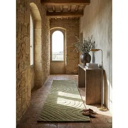 Läufer abstrakt Olivegrün 60 x 230 cm - LEVEN   Kadima Design