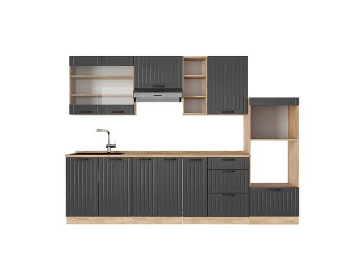 Cuisine Fame-Line 280cm PT Chêne Gris foncé/Chêne de force doré Vicco 56973