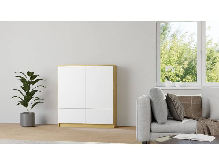 Elegantes Sideboard - Kleiner Schrank Eiche Natur geölt