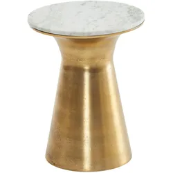 BEISTELLTISCH – Rund Marmor Weiß Metall Goldfarben 35x35x45 cm