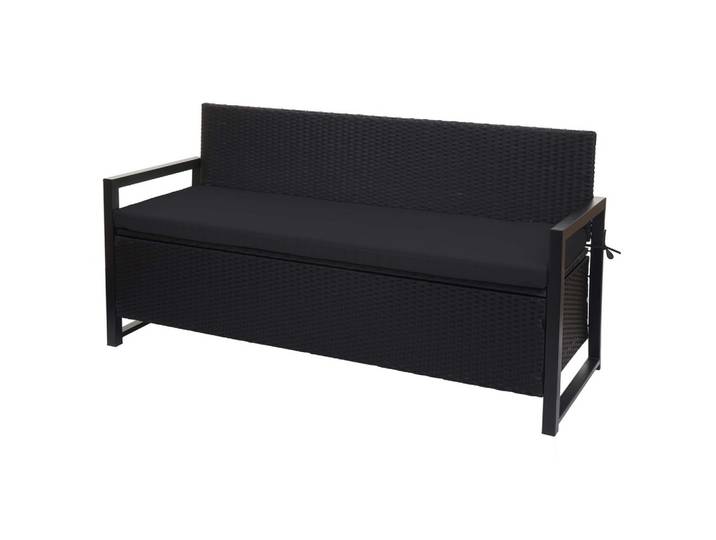 POLY-RATTAN 3ER SITZBANK Anthrazit, Schwarz
