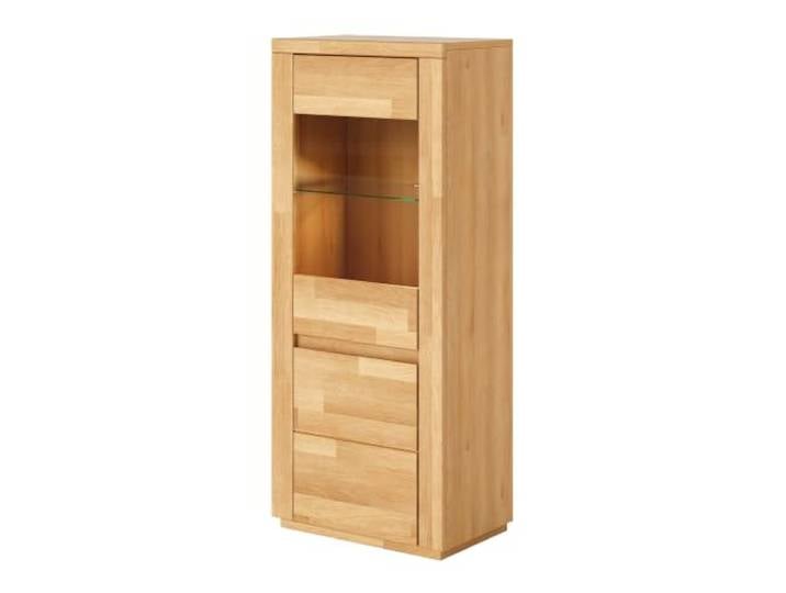 Vitrine Kernbuche 60 cm Massivholz Highboard mit Glastür geölt Massivholz-Front, Geölte Oberfläche, Glastür, 60 cm Breite, Highboard
