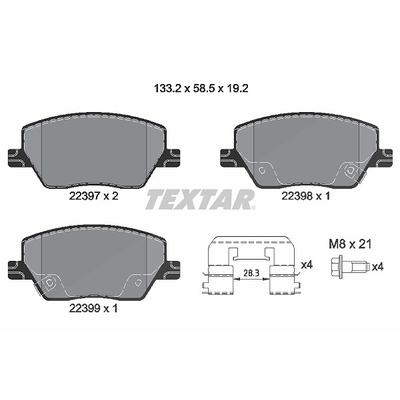 Textar Bremsbelagsatz, Scheibenbremse [Hersteller-Nr. 2239701] für Fiat