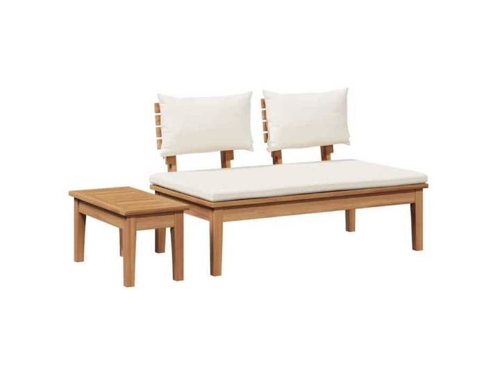 VD Ensemble banc et table de jardin 2 pcs Crème et marron Mobilier outdoor @EU20308BONE