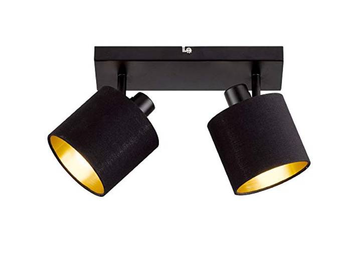Reality Spot Bar TOMMY R80332079\, Métal Noir Mat\, Abat-jour en Tissu Noir/Or